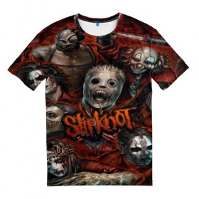 Мужская футболка 3D с принтом Slipknot в Курске, 100% полиэфир | прямой крой, круглый вырез горловины, длина до линии бедер | Тематика изображения на принте: альтернативный | американская | глэм | готик | гранж | группа | метал | модные | музыка | пост | рок | хард