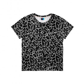 Детская футболка 3D с принтом Graffiti Lines в Курске, 100% гипоаллергенный полиэфир | прямой крой, круглый вырез горловины, длина до линии бедер, чуть спущенное плечо, ткань немного тянется | Тематика изображения на принте: 