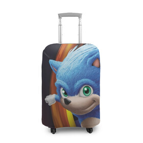 Чехол для чемодана 3D с принтом Sonic  в Курске, 86% полиэфир, 14% спандекс | двустороннее нанесение принта, прорези для ручек и колес | blue | hedgehog | movie | sonic | ёжик | синий | соник | фильм