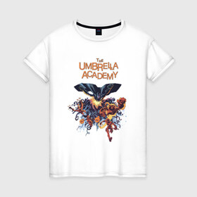 Женская футболка хлопок с принтом Umbrella Academy в Курске, 100% хлопок | прямой крой, круглый вырез горловины, длина до линии бедер, слегка спущенное плечо | 