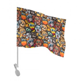 Флаг для автомобиля с принтом Веселые собаки в Курске, 100% полиэстер | Размер: 30*21 см | бульдог | голубые глаза | доберман | животные | жирафы | котики | милые | олени | разноцветные | собаки | хаски | яркие