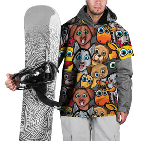 Накидка на куртку 3D с принтом Веселые собаки в Курске, 100% полиэстер |  | бульдог | голубые глаза | доберман | животные | жирафы | котики | милые | олени | разноцветные | собаки | хаски | яркие