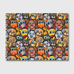 Альбом для рисования с принтом Веселые собаки в Курске, 100% бумага
 | матовая бумага, плотность 200 мг. | Тематика изображения на принте: бульдог | голубые глаза | доберман | животные | жирафы | котики | милые | олени | разноцветные | собаки | хаски | яркие