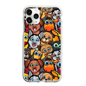 Чехол для iPhone 11 Pro матовый с принтом Веселые собаки в Курске, Силикон |  | бульдог | голубые глаза | доберман | животные | жирафы | котики | милые | олени | разноцветные | собаки | хаски | яркие