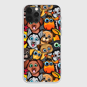 Чехол для iPhone 12 Pro Max с принтом Веселые собаки в Курске, Силикон |  | Тематика изображения на принте: бульдог | голубые глаза | доберман | животные | жирафы | котики | милые | олени | разноцветные | собаки | хаски | яркие