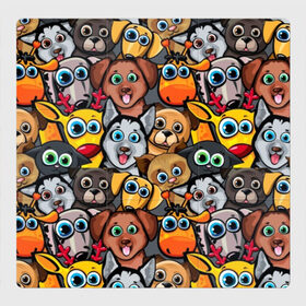 Магнитный плакат 3Х3 с принтом Веселые собаки в Курске, Полимерный материал с магнитным слоем | 9 деталей размером 9*9 см | бульдог | голубые глаза | доберман | животные | жирафы | котики | милые | олени | разноцветные | собаки | хаски | яркие