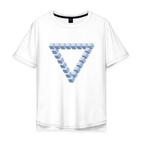 Мужская футболка хлопок Oversize с принтом Объемная геометрия в Курске, 100% хлопок | свободный крой, круглый ворот, “спинка” длиннее передней части | абстракция | геометрия | иллюзия | тренд | треугольник | треугольники