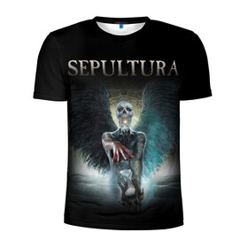 Мужская футболка 3D спортивная с принтом Sepultura в Курске, 100% полиэстер с улучшенными характеристиками | приталенный силуэт, круглая горловина, широкие плечи, сужается к линии бедра | sepultura | грув метал | группы | дэт метал | метал | музыка | рок | трэш метал