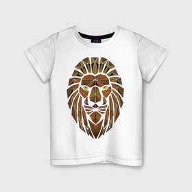 Детская футболка хлопок с принтом King в Курске, 100% хлопок | круглый вырез горловины, полуприлегающий силуэт, длина до линии бедер | leo | дикая | король | кот | кошка | лев | мода | молодежь | молодость | охотник | трэнд