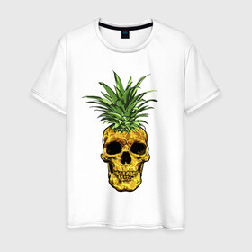 Мужская футболка хлопок с принтом Ананас в Курске, 100% хлопок | прямой крой, круглый вырез горловины, длина до линии бедер, слегка спущенное плечо. | Тематика изображения на принте: cool | creative | design | fruit | green | hype | new york | pineapple | skull | summer | supreme | vanguard | vegan | авангард | ананас | дизайн | зеленый | креатив | круто | лето | фрукт | хайп | череп