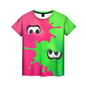 Женская футболка 3D с принтом Splatoon 2 в Курске, 100% полиэфир ( синтетическое хлопкоподобное полотно) | прямой крой, круглый вырез горловины, длина до линии бедер | booble gum | game | green | nintendo | pink | shooter | splatoon | switch | twitch | битва | брызги | глаза | головоногие | детям | драка | зеленый | игра | краска | краски | нинтендо | оружие | от третьего лица | розовый | стрелялки | шутер