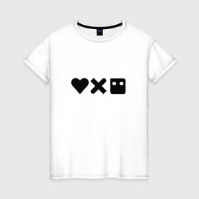 Женская футболка хлопок с принтом LDR в Курске, 100% хлопок | прямой крой, круглый вырез горловины, длина до линии бедер, слегка спущенное плечо | death | love death + robots | netflix | robots | любовь | нетфликс | роботы | сериал