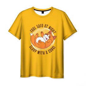 Мужская футболка 3D с принтом Милый Корги в Курске, 100% полиэфир | прямой крой, круглый вырез горловины, длина до линии бедер | corgi | dog | корги | надписи | надпись | с корги | собака | собаки