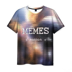 Мужская футболка 3D с принтом Memes Nation (Мем-Нация) в Курске, 100% полиэфир | прямой крой, круглый вырез горловины, длина до линии бедер | memes | nation | жизнь | игры | космос | мем | мемасы | мемесы | мемы | нация | отношения | пиксель | развитие | теплый