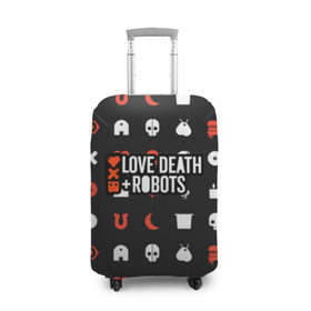 Чехол для чемодана 3D с принтом Love, Death & Robots в Курске, 86% полиэфир, 14% спандекс | двустороннее нанесение принта, прорези для ручек и колес | cartoon | death | fantasy | heavy | horror | metal | miller | netflix | robots | tim | witness | любовь | миллер | мультфильм | робот | роботы | тим | ужасы | фэнтези