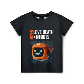 Детская футболка 3D с принтом Love, Death & Robots в Курске, 100% гипоаллергенный полиэфир | прямой крой, круглый вырез горловины, длина до линии бедер, чуть спущенное плечо, ткань немного тянется | cartoon | death | fantasy | heavy | horror | metal | miller | netflix | robots | tim | witness | любовь | миллер | мультфильм | робот | роботы | тим | ужасы | фэнтези