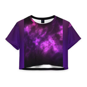 Женская футболка Cropp-top с принтом Космос в Курске, 100% полиэстер | круглая горловина, длина футболки до линии талии, рукава с отворотами | астрономия | звезды | космос | краски | небо | ночь | облака | текстура | фиолетовый | яркий