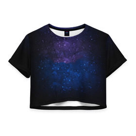 Женская футболка Cropp-top с принтом Космос в Курске, 100% полиэстер | круглая горловина, длина футболки до линии талии, рукава с отворотами | астрономия | звезды | космос | краски | небо | ночь | облака | текстура | фиолетовый | яркий