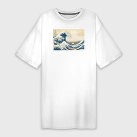 Платье-футболка хлопок с принтом Большая волна в Курске,  |  | большая волна | искусство | канагава