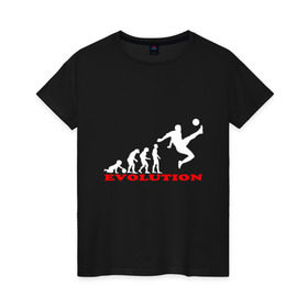 Женская футболка хлопок с принтом Футбольная эволюция в Курске, 100% хлопок | прямой крой, круглый вырез горловины, длина до линии бедер, слегка спущенное плечо | 