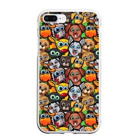 Чехол для iPhone 7Plus/8 Plus матовый с принтом Веселые собачки в Курске, Силикон | Область печати: задняя сторона чехла, без боковых панелей | бульдог | голубые глаза | доберман | животные | жирафы | котики | милые | олени | разноцветные | собаки | хаски | яркие