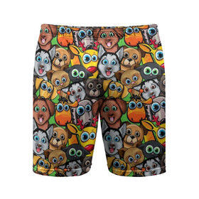 Мужские шорты 3D спортивные с принтом Веселые собачки в Курске,  |  | бульдог | голубые глаза | доберман | животные | жирафы | котики | милые | олени | разноцветные | собаки | хаски | яркие