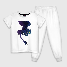 Детская пижама хлопок с принтом ночная фурия в Курске, 100% хлопок |  брюки и футболка прямого кроя, без карманов, на брюках мягкая резинка на поясе и по низу штанин
 | how to train your dragon | night fury | беззубик | дракон | как приручить дракона | ночная фурия