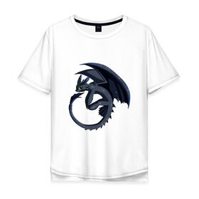 Мужская футболка хлопок Oversize с принтом ночная фурия в Курске, 100% хлопок | свободный крой, круглый ворот, “спинка” длиннее передней части | how to train your dragon | night fury | беззубик | дракон | как приручить дракона | ночная фурия