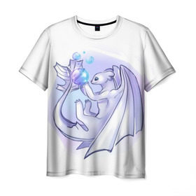 Мужская футболка 3D с принтом дневная фурия в Курске, 100% полиэфир | прямой крой, круглый вырез горловины, длина до линии бедер | how to train your dragon | night fury | беззубик | дракон | как приручить дракона | ночная фурия