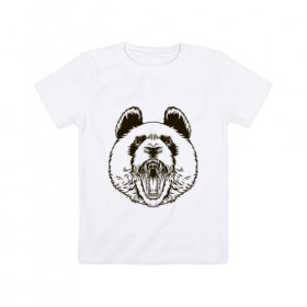 Детская футболка хлопок с принтом Angry Panda в Курске, 100% хлопок | круглый вырез горловины, полуприлегающий силуэт, длина до линии бедер | Тематика изображения на принте: panda | животные | злая панда | зло | панда | природа