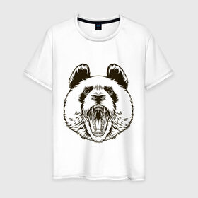 Мужская футболка хлопок с принтом Angry Panda в Курске, 100% хлопок | прямой крой, круглый вырез горловины, длина до линии бедер, слегка спущенное плечо. | Тематика изображения на принте: panda | животные | злая панда | зло | панда | природа