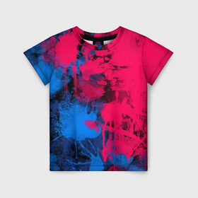 Детская футболка 3D с принтом Буря красок в Курске, 100% гипоаллергенный полиэфир | прямой крой, круглый вырез горловины, длина до линии бедер, чуть спущенное плечо, ткань немного тянется | арт | буря красок | искусство | краски | розовый | синий | современное искусство | стрит арт