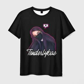 Мужская футболка 3D с принтом Tenderlybae в Курске, 100% полиэфир | прямой крой, круглый вырез горловины, длина до линии бедер | tenderlybae | амина | блогер | мейби бейби | мирзоева | стример | стримерша | тандели бае | тандерлибае | твич | ютуб