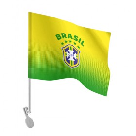 Флаг для автомобиля с принтом Бразилия в Курске, 100% полиэстер | Размер: 30*21 см | brasil | brazil | бразилия | бразильская сборная | сборная бразилии | сборная бразилии по футболу | сборные | форма | футбол | футбольные сборные | чемпиона | чемпионат мира