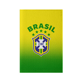 Обложка для паспорта матовая кожа с принтом Бразилия в Курске, натуральная матовая кожа | размер 19,3 х 13,7 см; прозрачные пластиковые крепления | brasil | brazil | бразилия | бразильская сборная | сборная бразилии | сборная бразилии по футболу | сборные | форма | футбол | футбольные сборные | чемпиона | чемпионат мира
