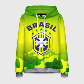 Мужская толстовка 3D с принтом Бразилия в Курске, 100% полиэстер | двухслойный капюшон со шнурком для регулировки, мягкие манжеты на рукавах и по низу толстовки, спереди карман-кенгуру с мягким внутренним слоем. | brasil | brazil | бразилия | бразильская сборная | сборная бразилии | сборная бразилии по футболу | сборные | форма | футбол | футбольные сборные | чемпиона | чемпионат мира