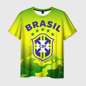Мужская футболка 3D с принтом Бразилия в Курске, 100% полиэфир | прямой крой, круглый вырез горловины, длина до линии бедер | brasil | brazil | бразилия | бразильская сборная | сборная бразилии | сборная бразилии по футболу | сборные | форма | футбол | футбольные сборные | чемпиона | чемпионат мира