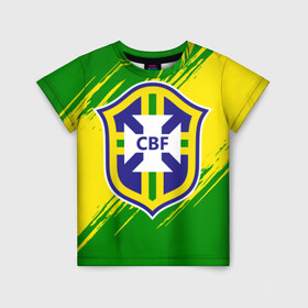 Детская футболка 3D с принтом Бразилия в Курске, 100% гипоаллергенный полиэфир | прямой крой, круглый вырез горловины, длина до линии бедер, чуть спущенное плечо, ткань немного тянется | brasil | brazil | бразилия | бразильская сборная | сборная бразилии | сборная бразилии по футболу | сборные | форма | футбол | футбольные сборные | чемпиона | чемпионат мира