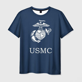 Мужская футболка 3D с принтом United States Marine Corps в Курске, 100% полиэфир | прямой крой, круглый вырез горловины, длина до линии бедер | u.s. army | u.s. navy | армия | морская пехота