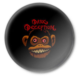 Значок с принтом Dark Deception 1 в Курске,  металл | круглая форма, металлическая застежка в виде булавки | dark | dark deception | deception | five night | fnaf | game | horror | дарк десепшен | игра