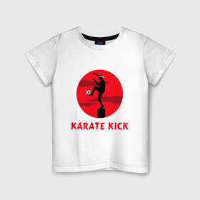 Детская футболка хлопок с принтом Karate Kick в Курске, 100% хлопок | круглый вырез горловины, полуприлегающий силуэт, длина до линии бедер | Тематика изображения на принте: 