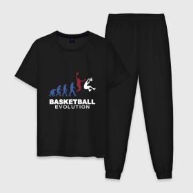 Мужская пижама хлопок с принтом Баскетбольная эволюция в Курске, 100% хлопок | брюки и футболка прямого кроя, без карманов, на брюках мягкая резинка на поясе и по низу штанин
 | Тематика изображения на принте: and1 | basketball | coach | evolution | game | james | jordan | lebron | monkey | mvp | nba | player | slam dunk | sport | streetball | team | баскетбол | баскетболист | бросок | джеймс | джордан | игра | игрок | леброн | мяч | нба | обезьяна | 