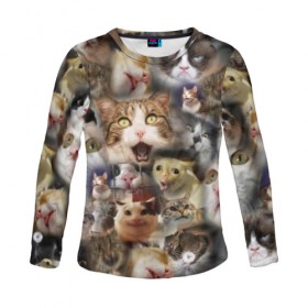 Женский лонгслив 3D с принтом Те самые коты в Курске, 100% полиэстер | длинные рукава, круглый вырез горловины, полуприлегающий силуэт | грустный кот мем | кот | кот мем | коты | кошка | мем | мем про котов | мемы | мемы с котами