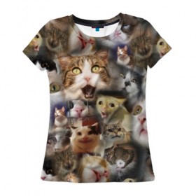 Женская футболка 3D с принтом Те самые коты в Курске, 100% полиэфир ( синтетическое хлопкоподобное полотно) | прямой крой, круглый вырез горловины, длина до линии бедер | грустный кот мем | кот | кот мем | коты | кошка | мем | мем про котов | мемы | мемы с котами