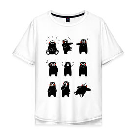 Мужская футболка хлопок Oversize с принтом Kumamon в Курске, 100% хлопок | свободный крой, круглый ворот, “спинка” длиннее передней части | Тематика изображения на принте: fire | for | glory | hell | japan | of course | ofc | satan | the | иероглифы | кумамон | медведь | огонь | пожар | япония