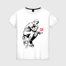 Женская футболка хлопок с принтом Философ в Курске, 100% хлопок | прямой крой, круглый вырез горловины, длина до линии бедер, слегка спущенное плечо | 