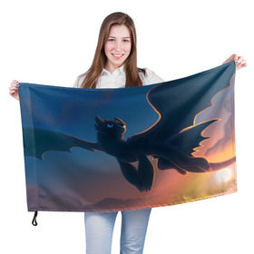 Флаг 3D с принтом ночная фурия в Курске, 100% полиэстер | плотность ткани — 95 г/м2, размер — 67 х 109 см. Принт наносится с одной стороны | how to train your dragon | night fury | беззубик | дракон | как приручить дракона | ночная фурия