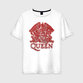 Женская футболка хлопок Oversize с принтом Queen в Курске, 100% хлопок | свободный крой, круглый ворот, спущенный рукав, длина до линии бедер
 | queen | богемская рапсодия | брайан мэи | британская | группа | королева | роджер тейлор | рок | фредди меркьюри