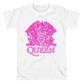 Мужская футболка хлопок с принтом Queen в Курске, 100% хлопок | прямой крой, круглый вырез горловины, длина до линии бедер, слегка спущенное плечо. | queen | богемская рапсодия | брайан мэи | британская | группа | королева | роджер тейлор | рок | фредди меркьюри