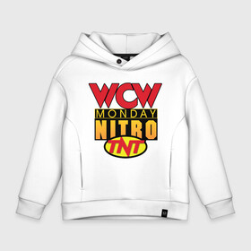 Детское худи Oversize хлопок с принтом WCW Monday Night Nitro в Курске, френч-терри — 70% хлопок, 30% полиэстер. Мягкий теплый начес внутри —100% хлопок | боковые карманы, эластичные манжеты и нижняя кромка, капюшон на магнитной кнопке | Тематика изображения на принте: nitro | wcw | wrestling | рестлинг